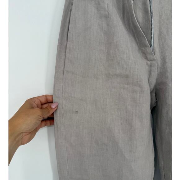 SABLYN Trousers Charlee Linen High Rise Pants Light Grey Slits Size Small S - Picture 3 of 9